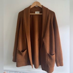 Wilfred Merino Wool Boyfriend Cardigan (Rust Brown) - size Medium